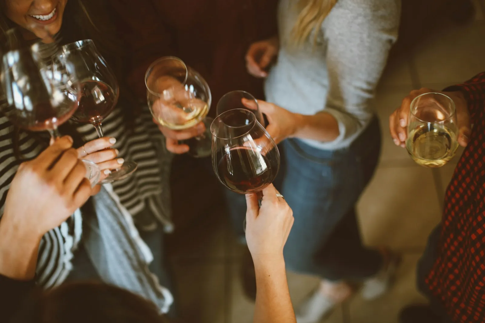 Guests toasting with wine glasses